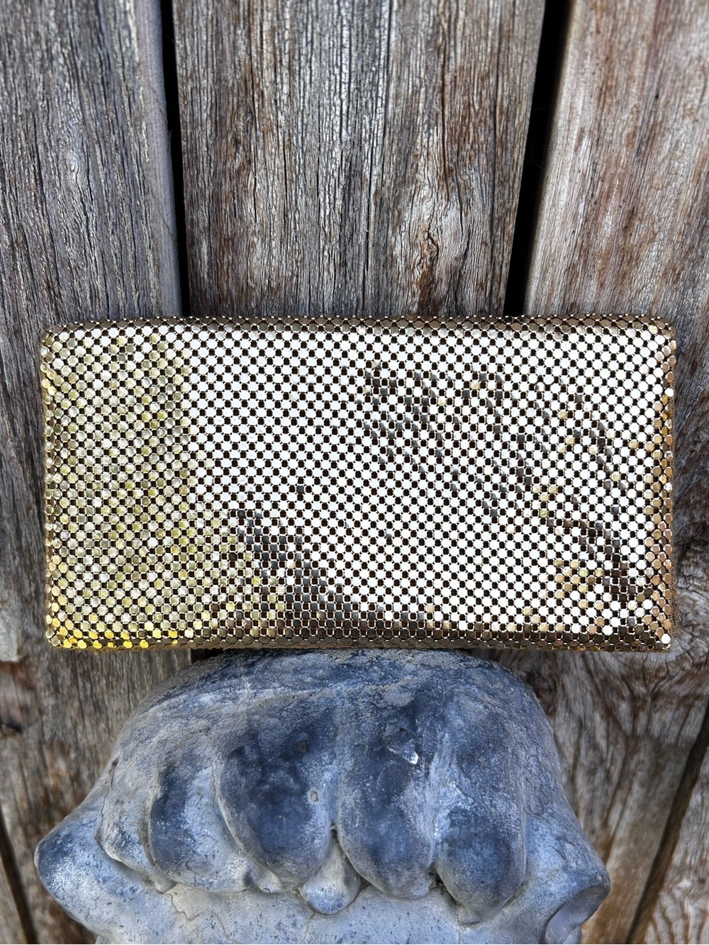 Whiting and Davis Vintage Gold Chail Mail Checkbook Cover Holder